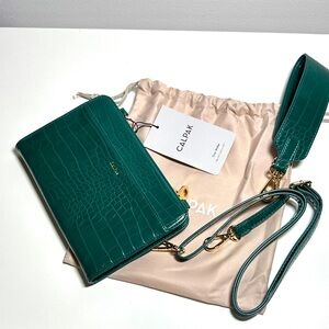 Calpak Green Croc-Embossed Travel Wallet